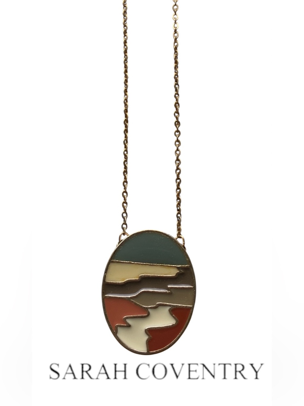 1970S SARAH COVENTRY NECKLACE VINTAGE GOLD TONE ENAMEL